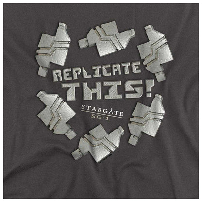 Charcoal - Side - Stargate SG-1 Unisex Adult Replicate This Long-Sleeved T-Shirt