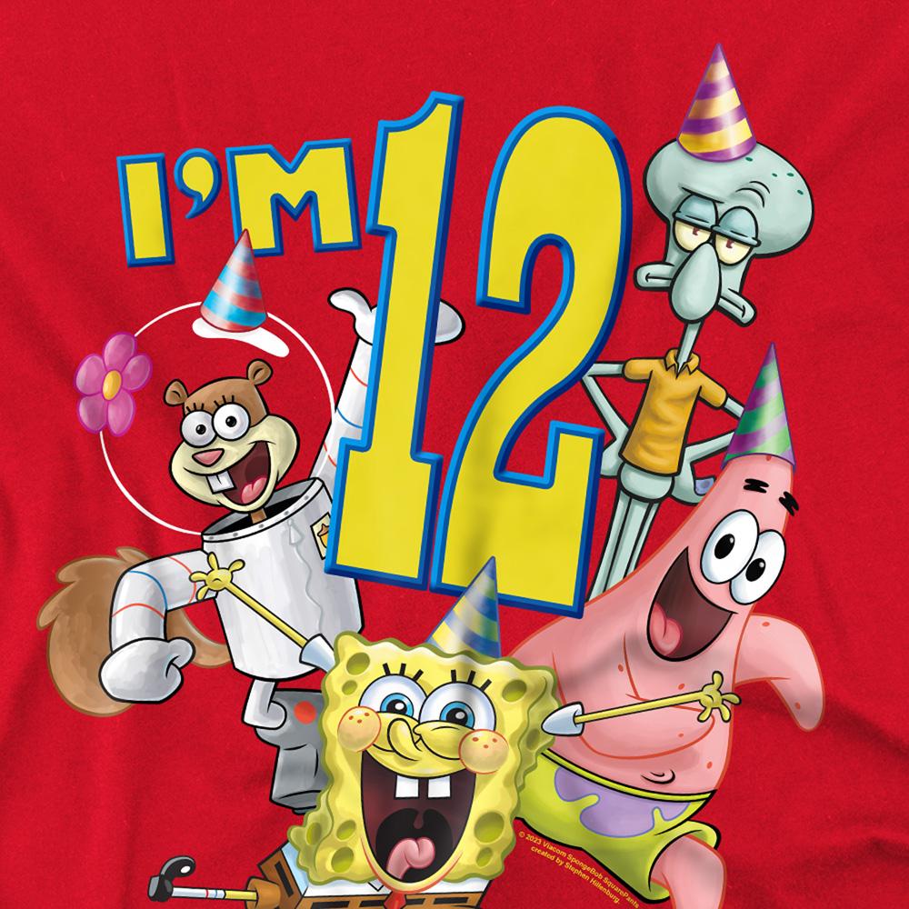 Red - Side - SpongeBob SquarePants Childrens-Kids I´m 12 T-Shirt