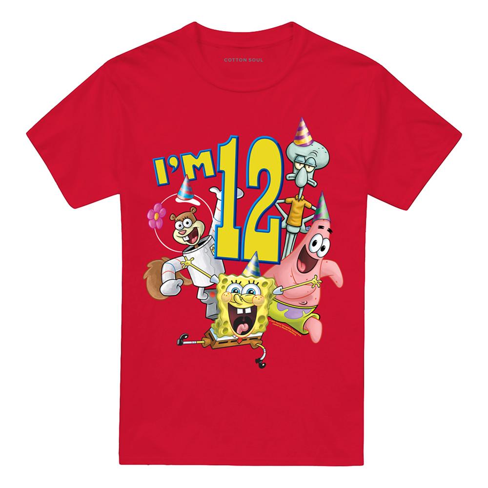 Red - Front - SpongeBob SquarePants Childrens-Kids I´m 12 T-Shirt
