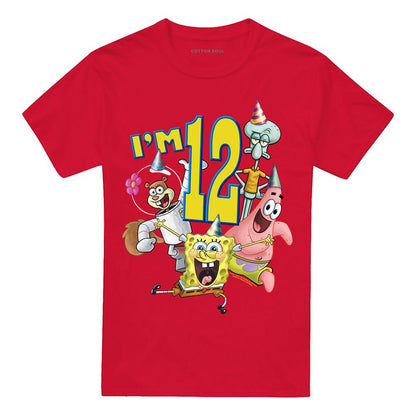 Red - Front - SpongeBob SquarePants Childrens-Kids I´m 12 T-Shirt
