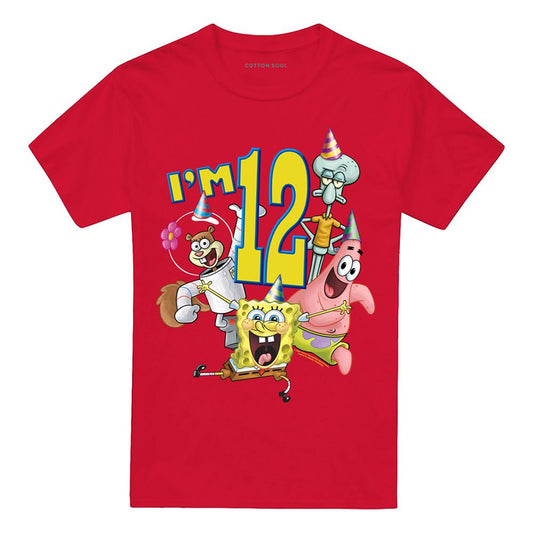 Red - Front - SpongeBob SquarePants Childrens-Kids I´m 12 T-Shirt