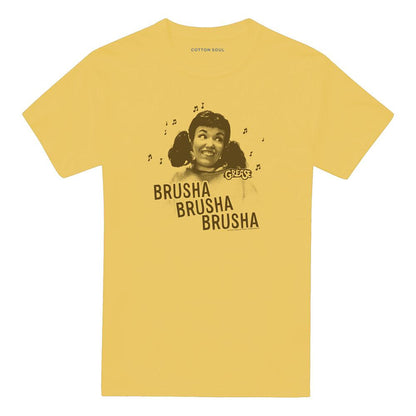 Banana Yellow - Front - Grease Unisex Adult Brusha Brusha Brusha T-Shirt