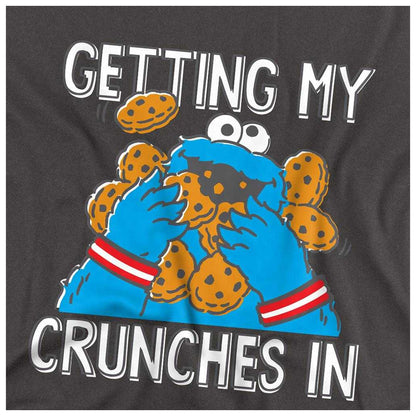 Charcoal - Side - Sesame Street Unisex Adult My Crunches Cookie Monster Long-Sleeved T-Shirt