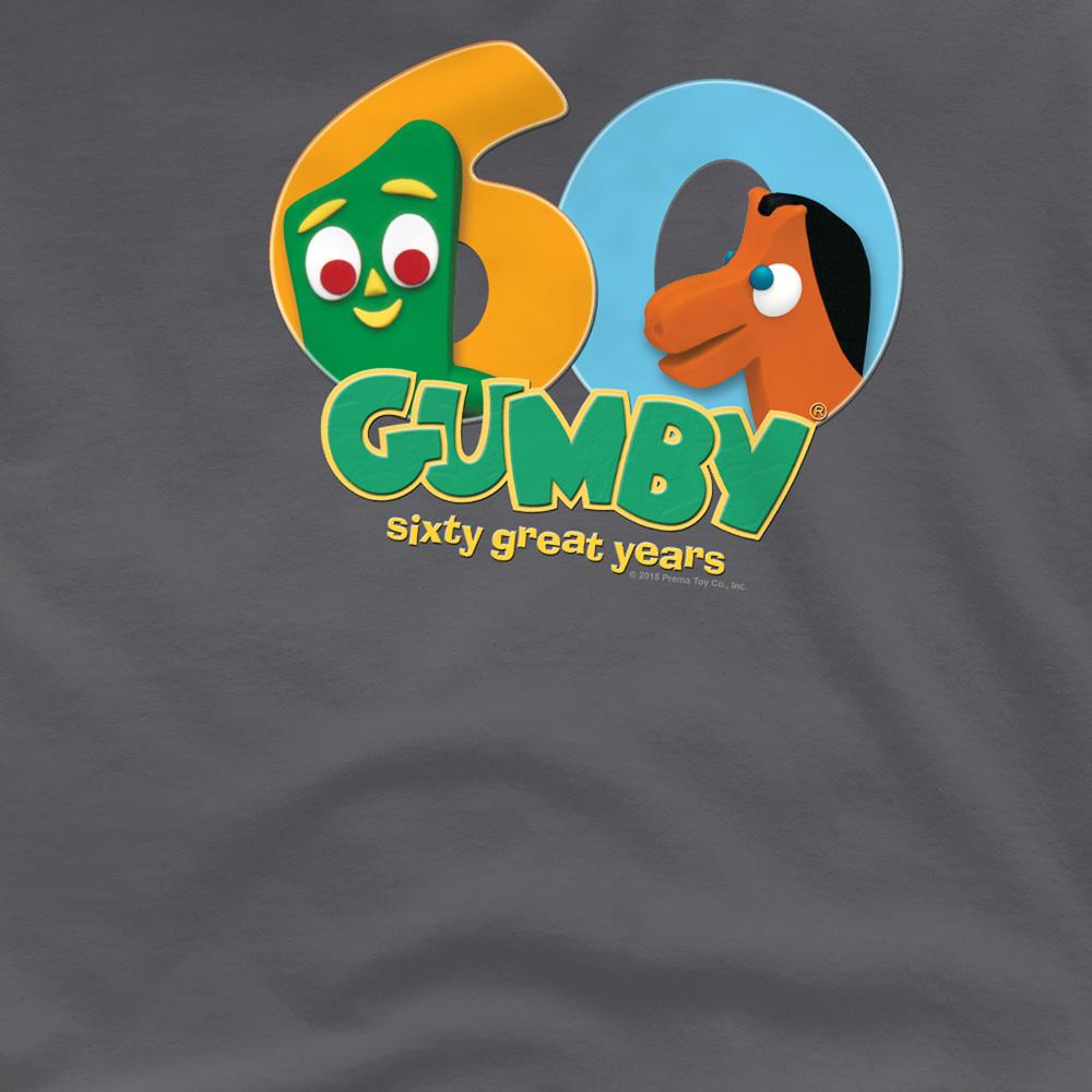 Charcoal - Side - Gumby Unisex Adult 60th T-Shirt