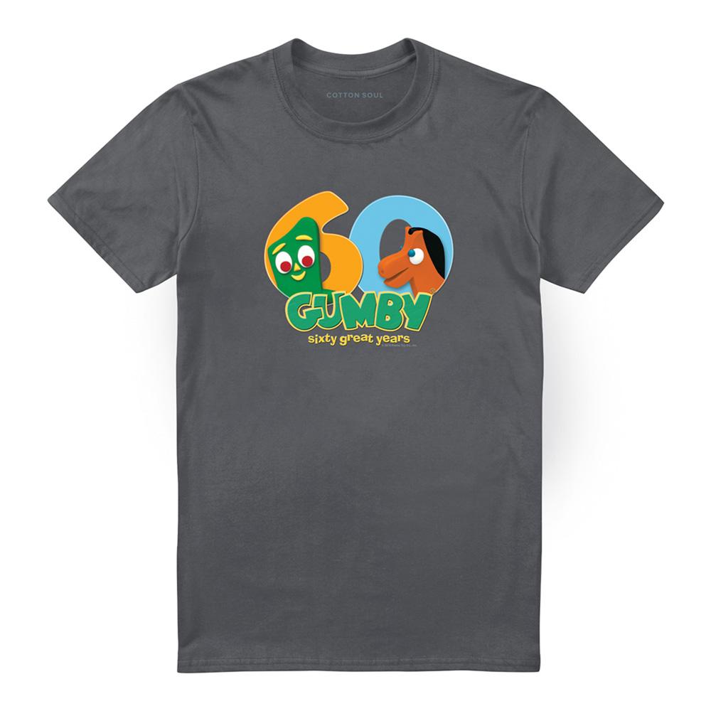 Charcoal - Front - Gumby Unisex Adult 60th T-Shirt