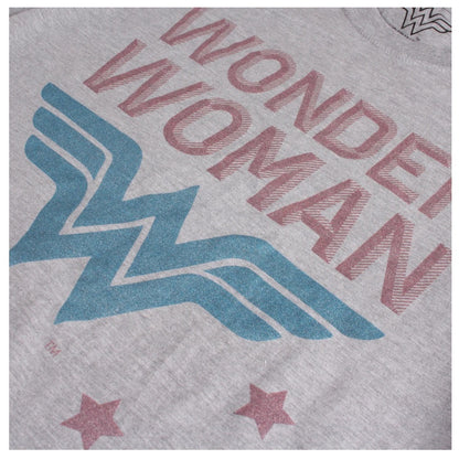 Grey - Side - Wonder Woman Womens-Ladies Star Logo Heather T-Shirt
