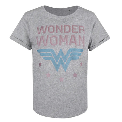 Grey - Front - Wonder Woman Womens-Ladies Star Logo Heather T-Shirt