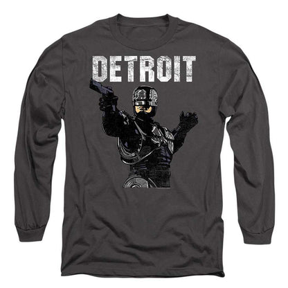 Charcoal - Front - Robocop Unisex Adult Detroit Long-Sleeved T-Shirt