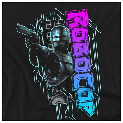 Black - Side - Robocop Unisex Adult Robot Neon Long-Sleeved T-Shirt