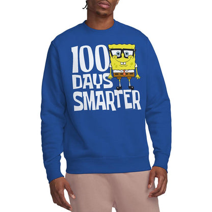 Royal Blue - Back - SpongeBob SquarePants Unisex Adult 100 Days Smarter Sweatshirt