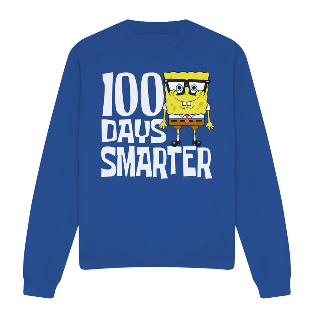 Royal Blue - Front - SpongeBob SquarePants Unisex Adult 100 Days Smarter Sweatshirt