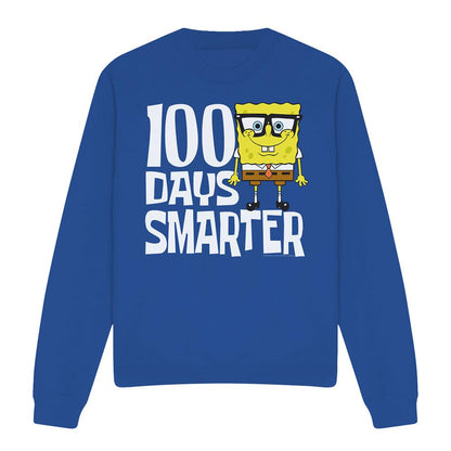 Royal Blue - Front - SpongeBob SquarePants Unisex Adult 100 Days Smarter Sweatshirt