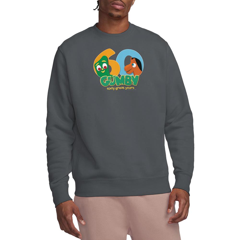 Charcoal - Back - Gumby Unisex Adult 60th Sweatshirt