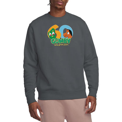 Charcoal - Back - Gumby Unisex Adult 60th Sweatshirt