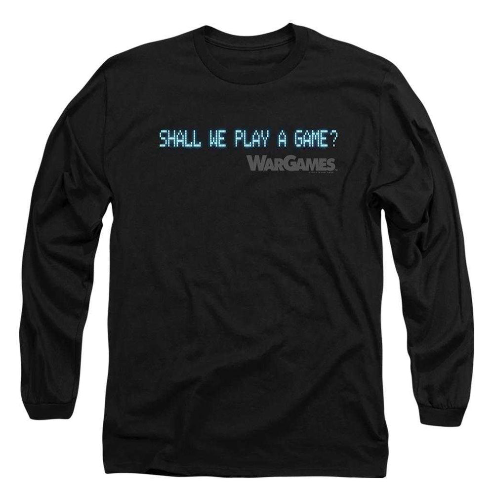 Black - Front - WarGames Unisex Adult Shall We Play A Game? Long-Sleeved T-Shirt