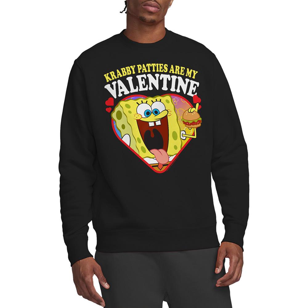 Black - Back - SpongeBob SquarePants Unisex Adult Krabby Patties Are My Valentine Sweatshirt