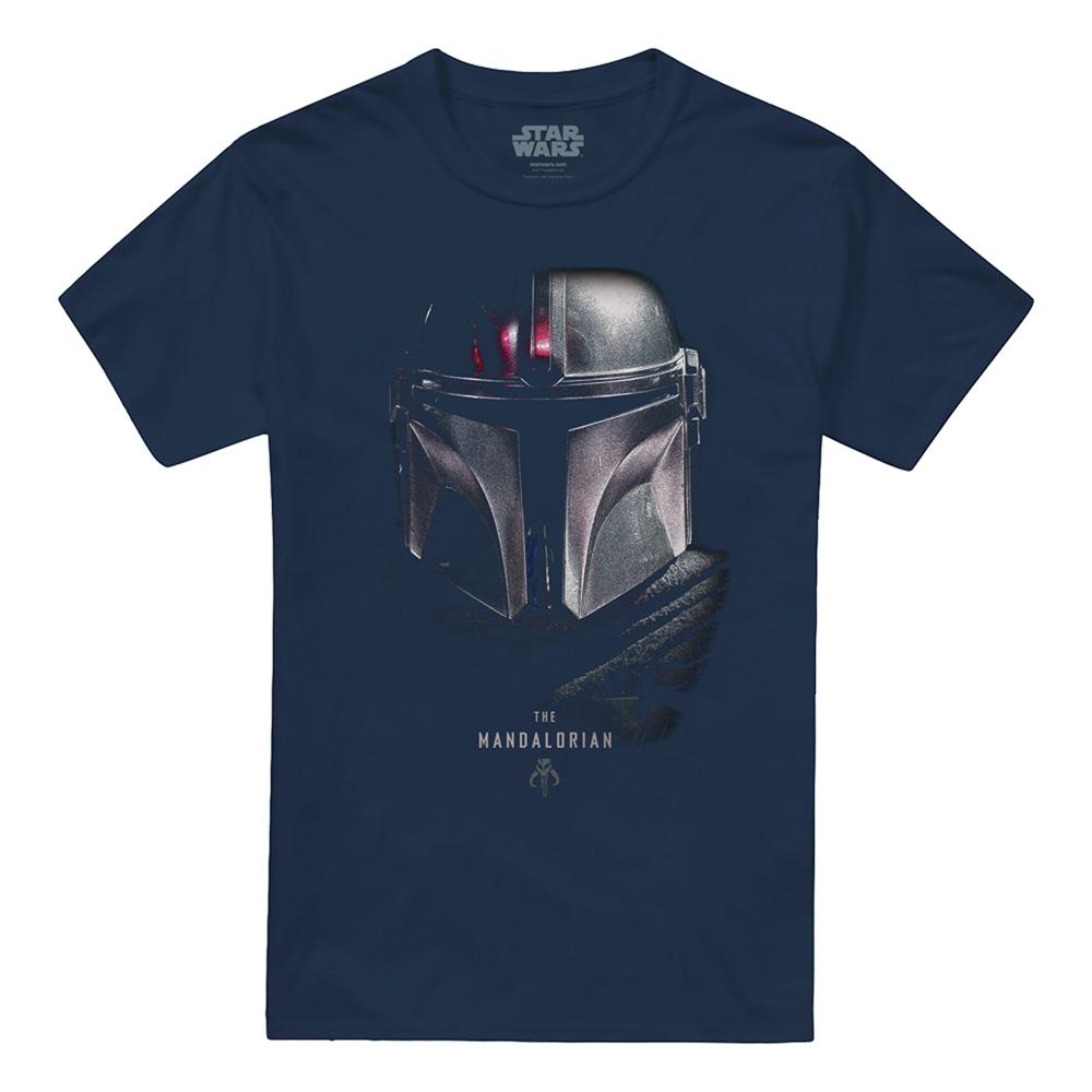 Navy - Front - Star Wars The Mandalorian Unisex Adult Shadow T-Shirt