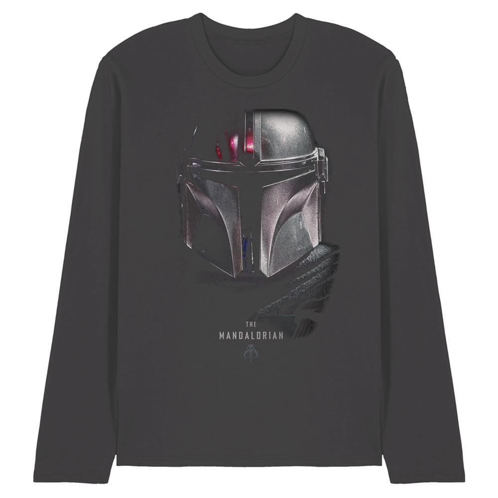 Charcoal - Front - Star Wars The Mandalorian Unisex Adult Shadow Long-Sleeved T-Shirt