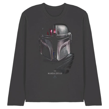 Charcoal - Front - Star Wars The Mandalorian Unisex Adult Shadow Long-Sleeved T-Shirt