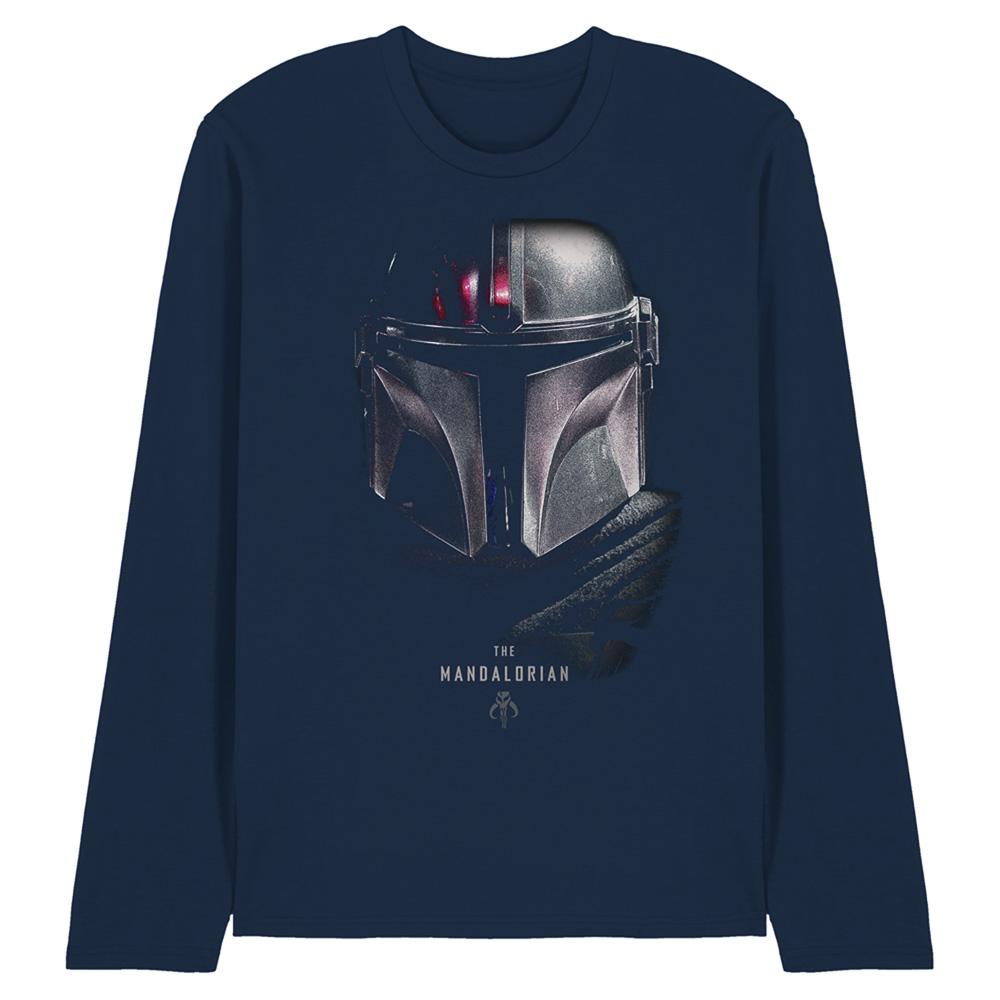 Navy - Front - Star Wars The Mandalorian Unisex Adult Shadow Long-Sleeved T-Shirt