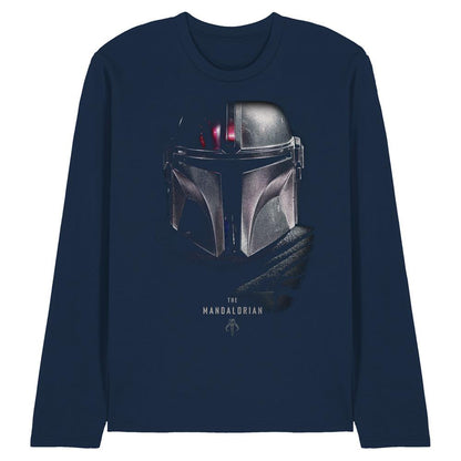 Navy - Front - Star Wars The Mandalorian Unisex Adult Shadow Long-Sleeved T-Shirt