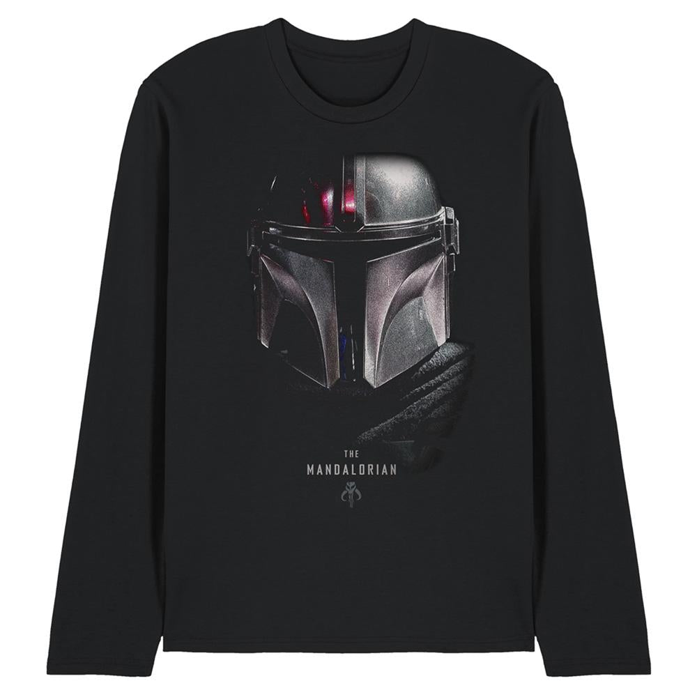 Black - Front - Star Wars The Mandalorian Unisex Adult Shadow Long-Sleeved T-Shirt