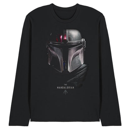 Black - Front - Star Wars The Mandalorian Unisex Adult Shadow Long-Sleeved T-Shirt