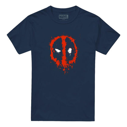Navy - Front - Deadpool Unisex Adult Painted Logo T-Shirt