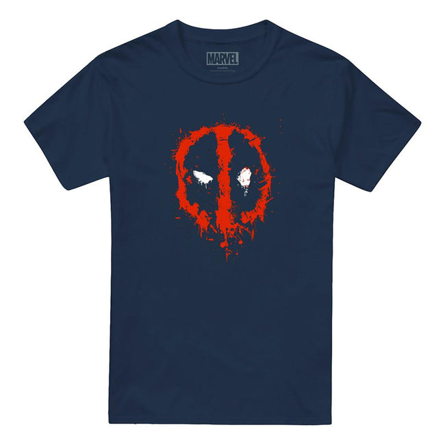 Navy - Front - Deadpool Unisex Adult Painted Logo T-Shirt