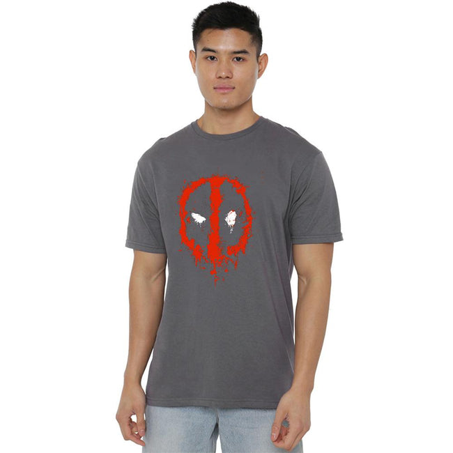 Charcoal - Back - Deadpool Unisex Adult Painted Logo T-Shirt