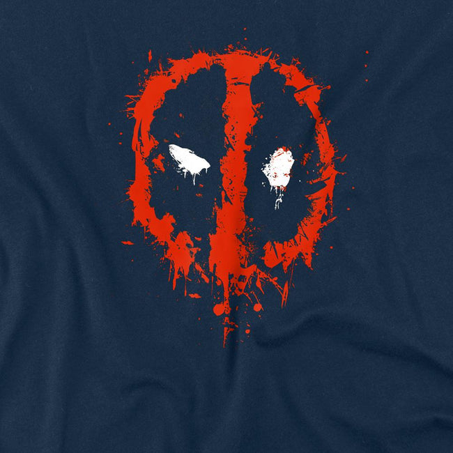 Navy - Side - Deadpool Unisex Adult Painted Logo T-Shirt