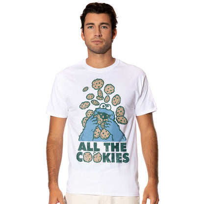 White - Front - Sesame Street Mens All The Cookies T-Shirt