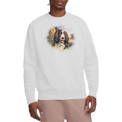 White - Back - Wildlife Unisex Adult Springer Spaniel Sweatshirt