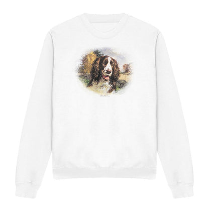 White - Front - Wildlife Unisex Adult Springer Spaniel Sweatshirt