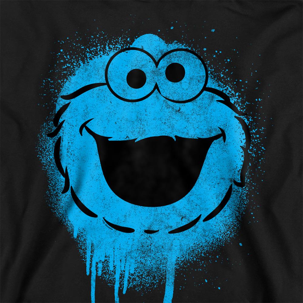 Black - Side - Sesame Street Unisex Adult Spray Face Cookie Monster Graffiti Sweatshirt