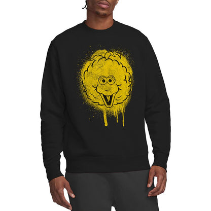 Black - Back - Sesame Street Unisex Adult Spray Face Big Bird Graffiti Sweatshirt