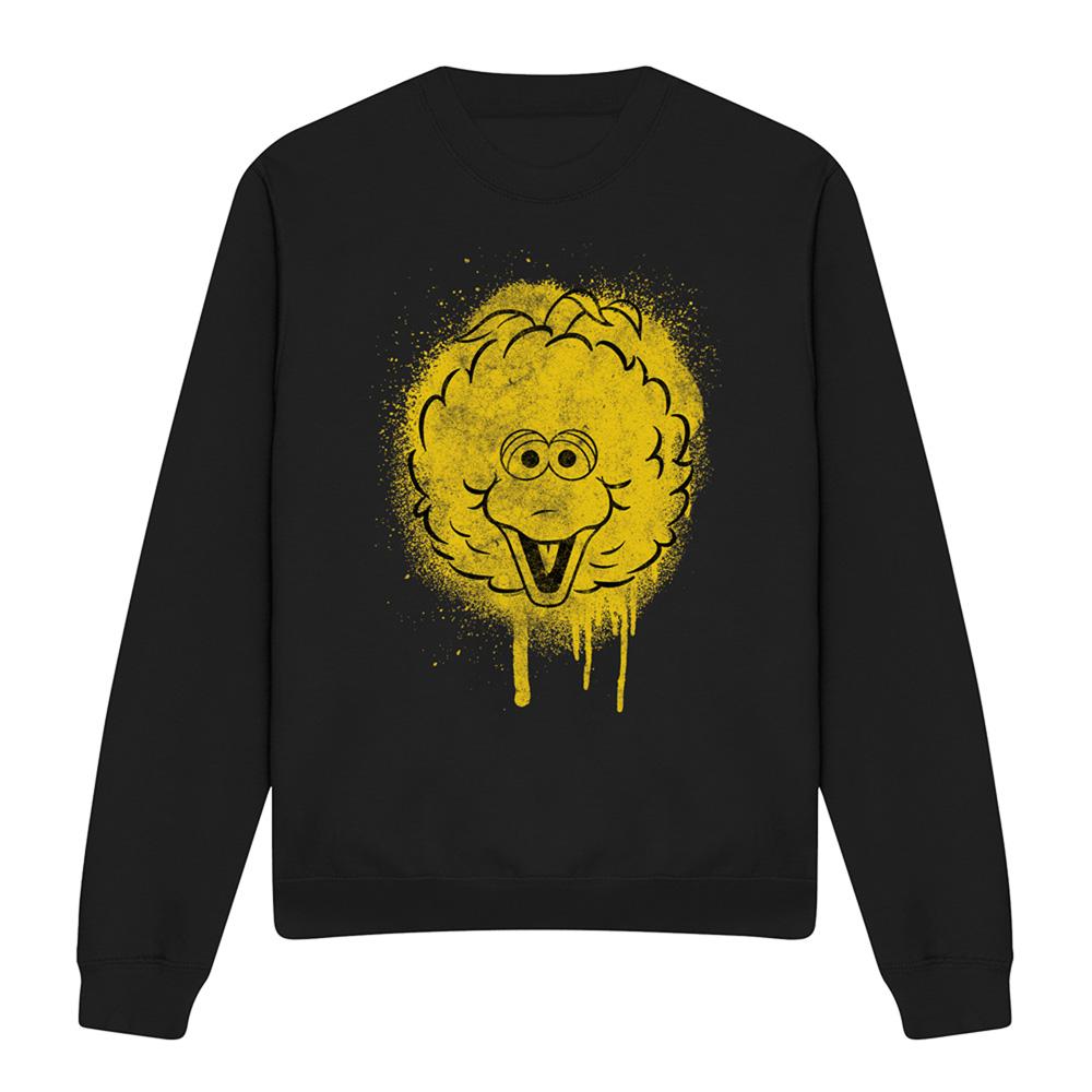 Black - Front - Sesame Street Unisex Adult Spray Face Big Bird Graffiti Sweatshirt