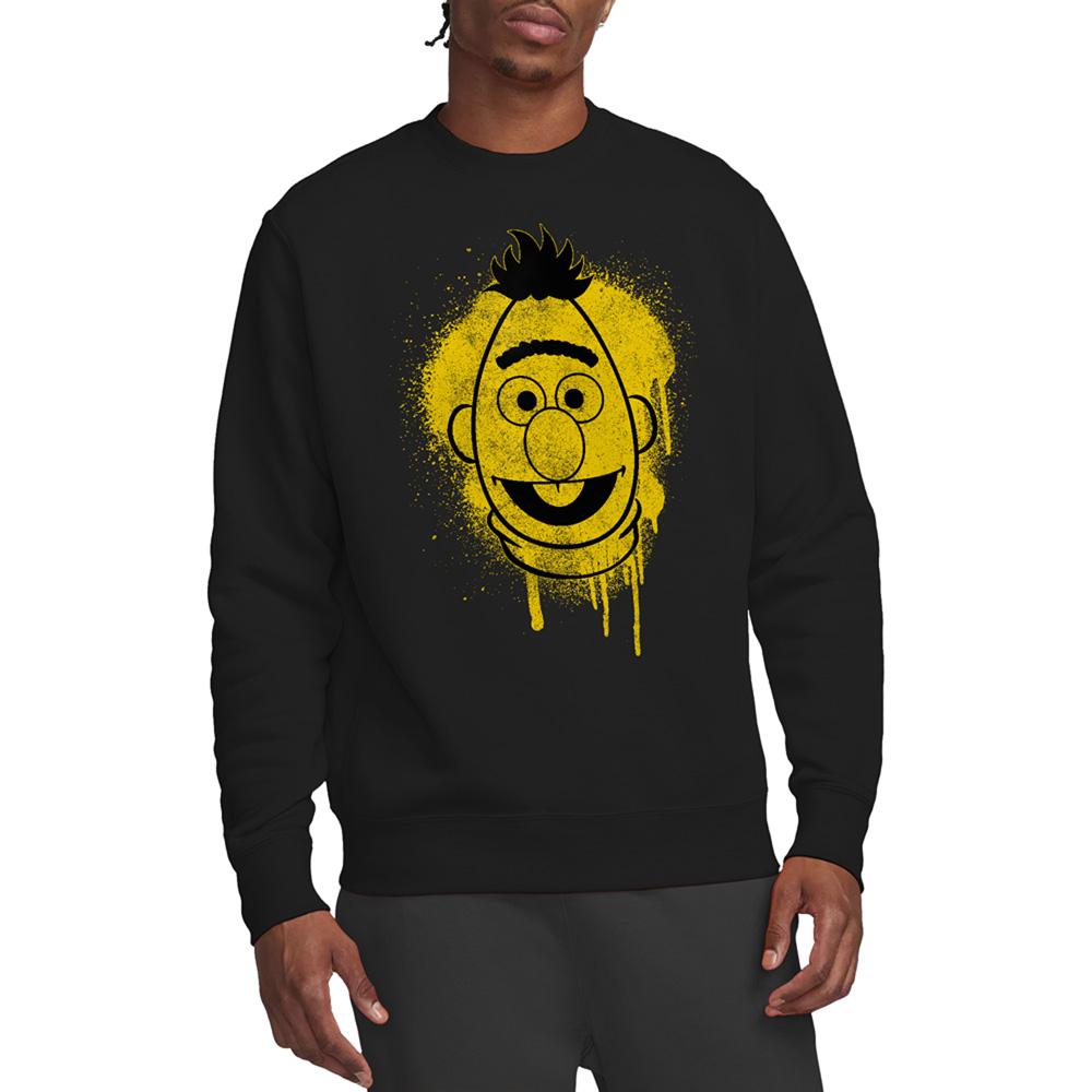 Black - Back - Sesame Street Unisex Adult Spray Face Bert Graffiti Sweatshirt