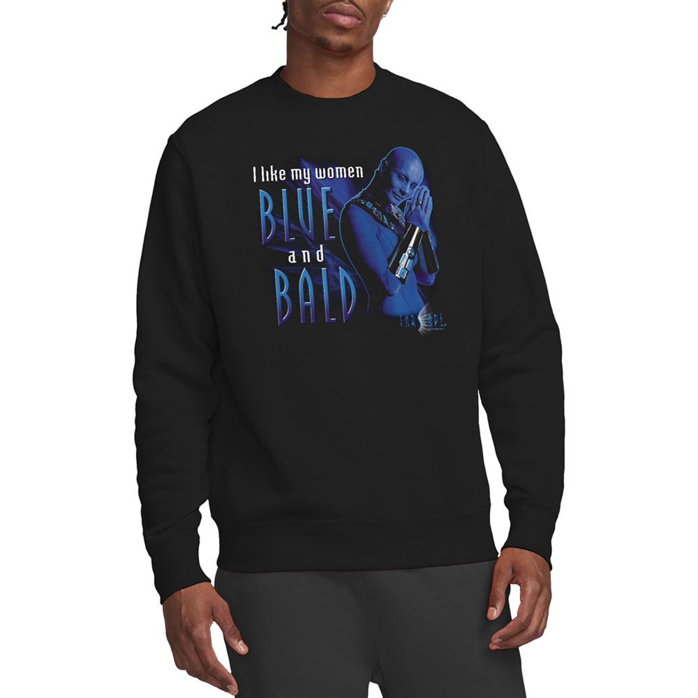 Black - Back - Farscape Unisex Adult Blue And Bald Sweatshirt