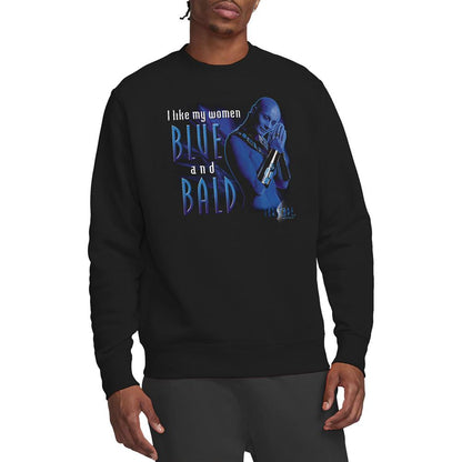 Black - Back - Farscape Unisex Adult Blue And Bald Sweatshirt