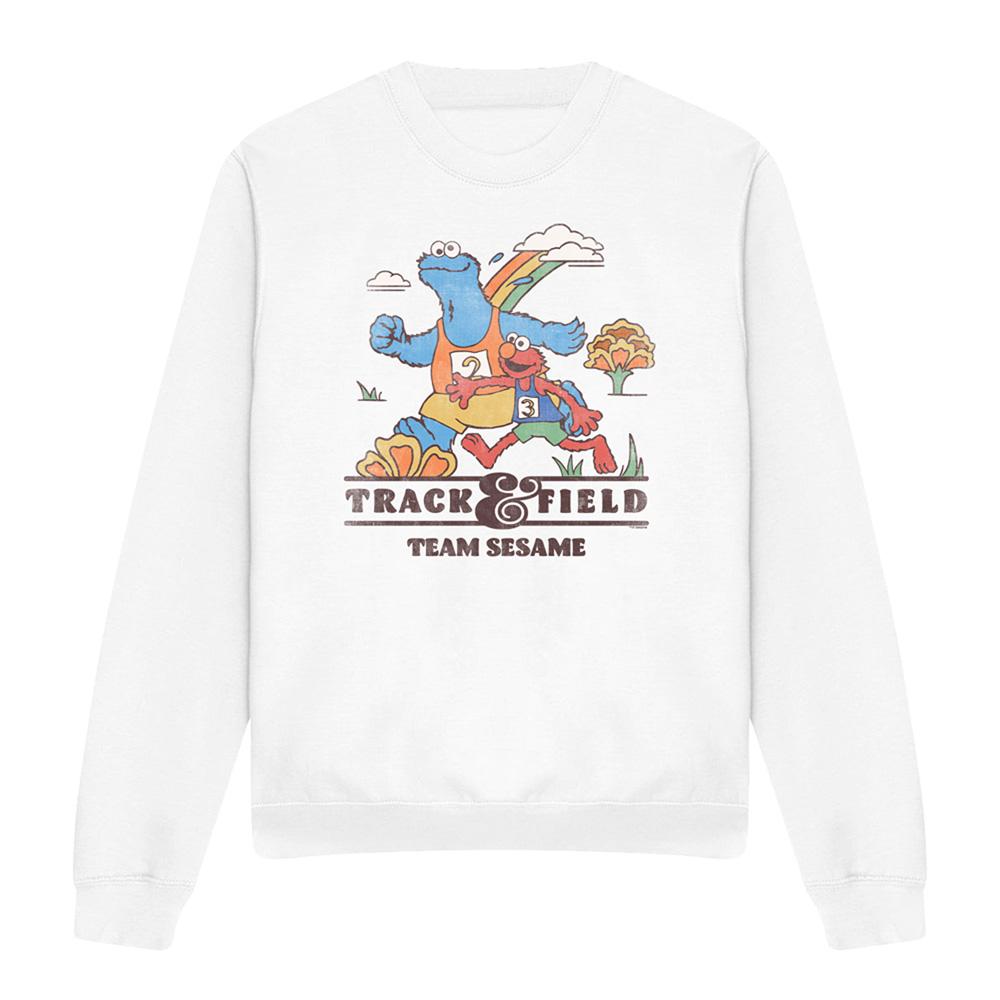 White - Front - Sesame Street Unisex Adult Track Field Sweatshirt