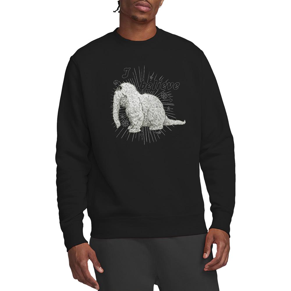 Black - Back - Sesame Street Unisex Adult I Believe Snuffleupagus Sweatshirt