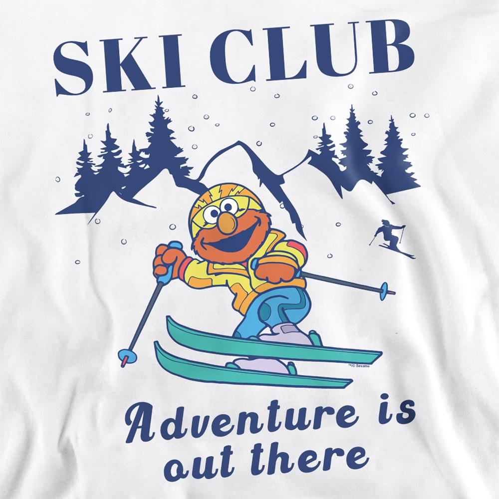 White - Side - Sesame Street Unisex Adult Ski Club Adventure Elmo Sweatshirt