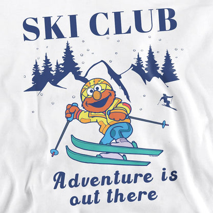 White - Side - Sesame Street Unisex Adult Ski Club Adventure Elmo Sweatshirt