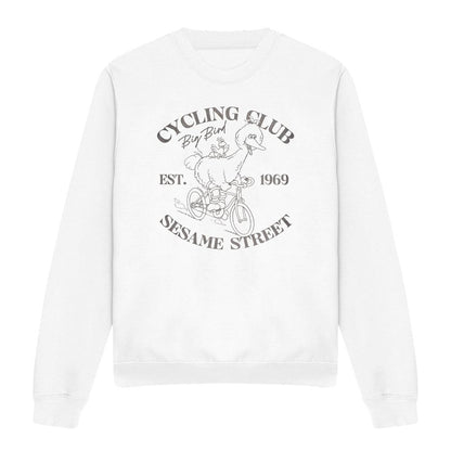 White - Front - Sesame Street Unisex Adult Cycling Club Big Bird Sweatshirt