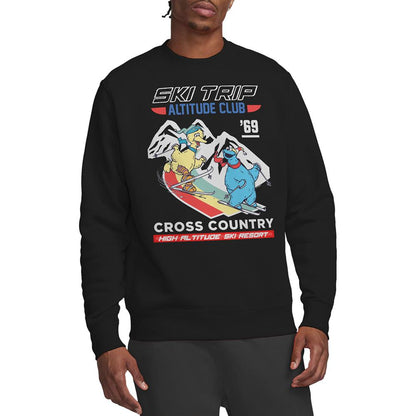 Black - Back - Sesame Street Unisex Adult Apres Ski Big Bird & Cookie Monster Sweatshirt