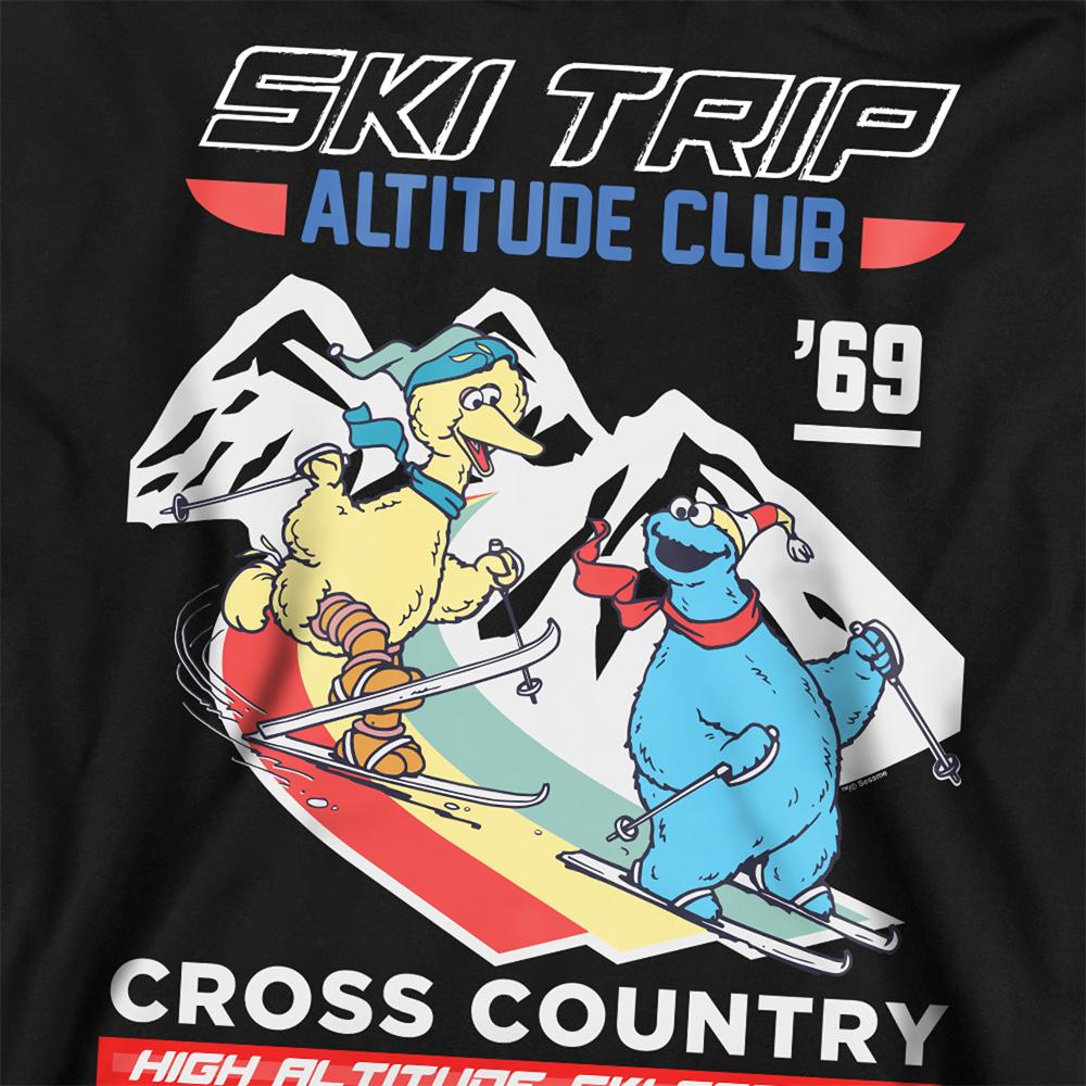 Black - Side - Sesame Street Unisex Adult Apres Ski Big Bird & Cookie Monster Sweatshirt