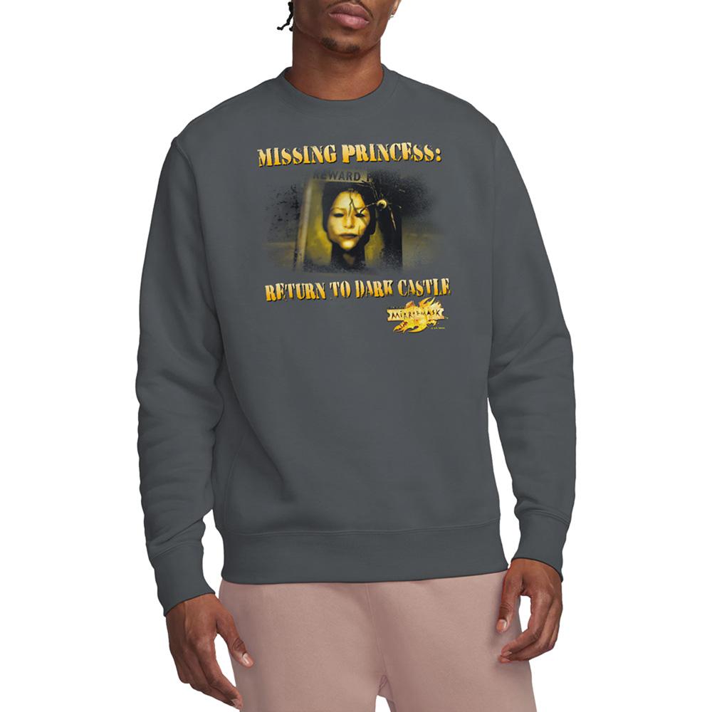Charcoal - Back - MirrorMask Unisex Adult Missing Princess Sweatshirt