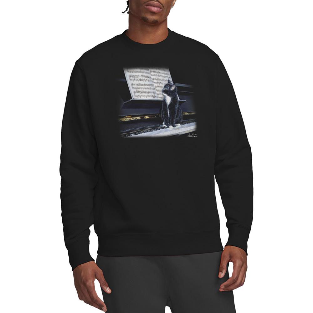 Black - Back - Wildlife Unisex Adult Kitten On The Keys Sweatshirt