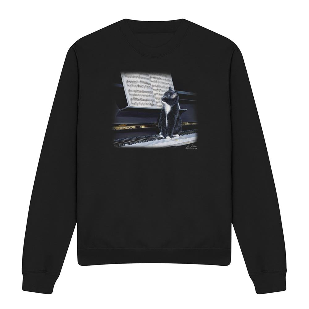Black - Front - Wildlife Unisex Adult Kitten On The Keys Sweatshirt